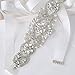 QueenDream Crystal Wedding Belt White Satin Bridal Sash Wedding Belt for Bride and Bridesmaid