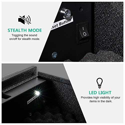 RPNB Gun Safe, Smart Pistol Safe w/5-Digit PIN Keypad Handgun Security Safe with LED & RFID Quick Access, Measures 14.5" x 9.1" x 3.5", Anchoring on Floor, Wall or Closet