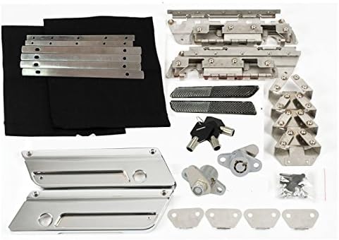 Motorcycle Chrome Latches Cover Hinge Saddlebag Latch Hardware Set Kit for Harley touring 1993-2013 (Black)