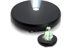 JAYEGT Motorized Rotating Display Stand with LED Light , 10 inch /55lbs Load, 360 Degree Electronic Turntable Display Stand for Photography Products Shows, Jewelry, Watch, 3D Models, Cake (Black)