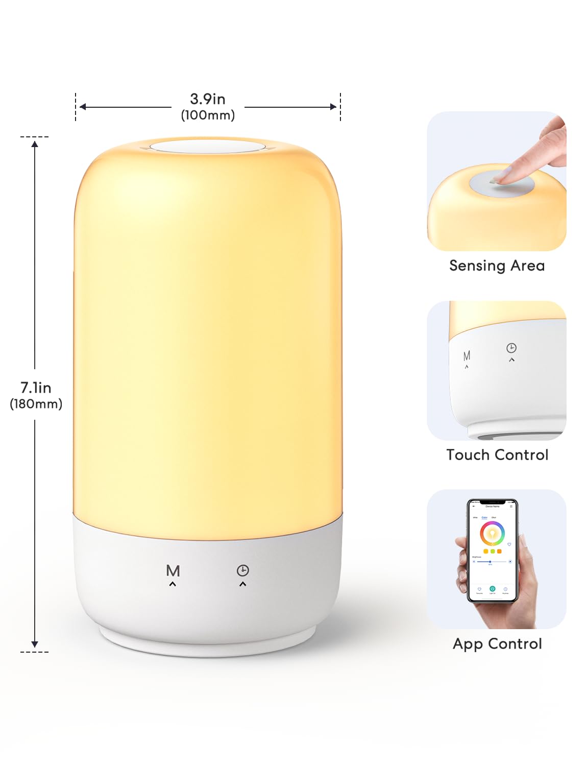 meross Smart Table Lamp for Bedroom, Bedside Lamp Support Apple Homekit and Alexa,Tunable White & Multi-Color, WiFi LED Nightstand Lamp,Touch Control, Voice and APP Control