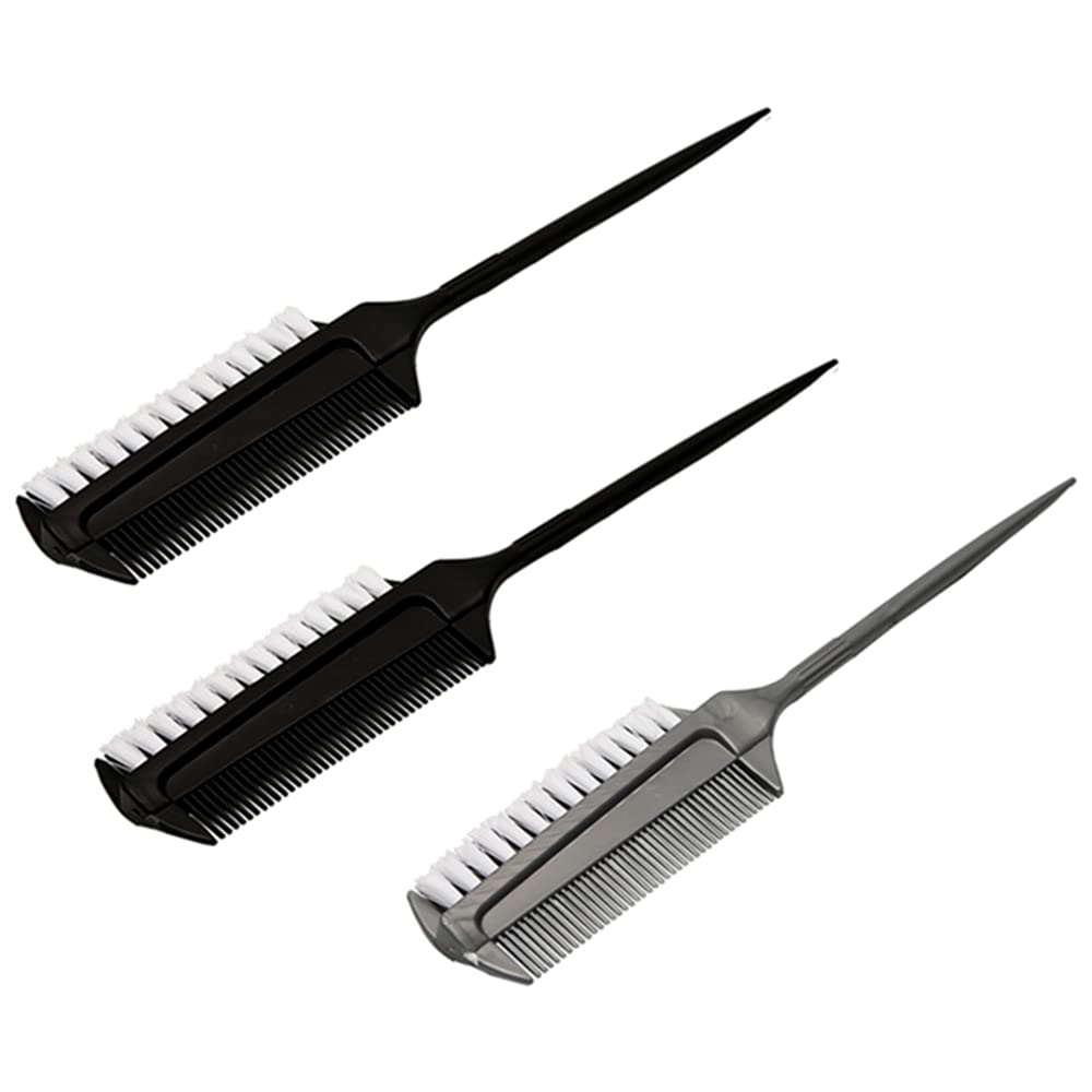 3PCS Smoothing Brush Ponytails Edge Teasing Brush Sleek Ponytails Hair Brush for Ballroom Dancing Dance Competition Hair Styling
