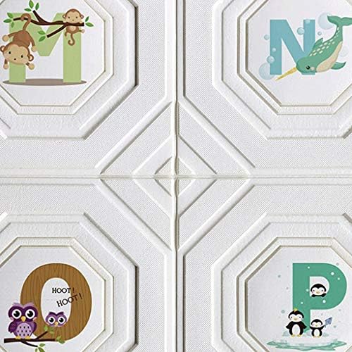 DEduo 3D Three-dimensional Letter Pattern Wallpaper Self-adhesive Decorative Contact Paper XPE-foam Cotton Material 70cm*70cm (Color : Style-d, Size : 70cm*70cm)