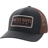 HOOEY Cactus Ropes Flexfit Mesh Back Trucker Hat (Large/X-Large, Black/Brown)