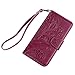 For iPhone 6 Case, iPhone 6S Wallet Case, Premium Soft PU Leather Notebook Cover Embossed Totem Flower Design Case Kickstand Function Card Holder and ID Slot Slim Flip Protective Skin Shell, Rose
