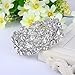 EVER FAITH Bridal Silver-Tone Floral Leaf Elastic Bracelet Clear Austrian Crystal