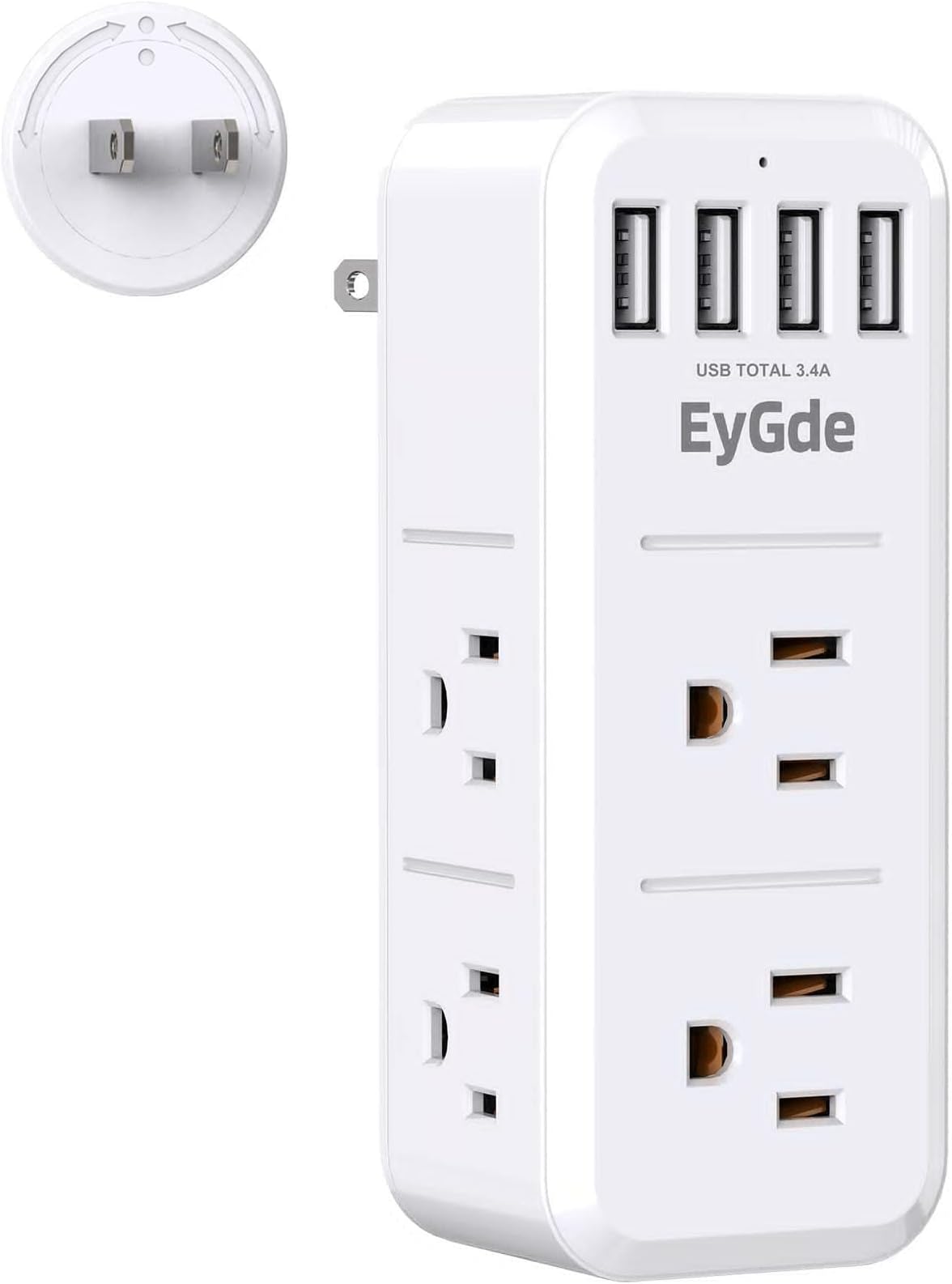 2 Prong Power Strip with Surge Protector 1700J, EyGde Multi Plug Outlet