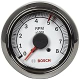Actron Bosch SP0F000027 Sport II 2-5/8" Tachometer (White Dial Face, Chrome Bezel)