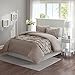 Comfort Spaces Cavoy 3 Piece King Duvet Cover Zipper Closure and Corner Ties Pinch Pleated Tufted Ultra Soft Microfiber Luxury Bedding-Set, Taupe