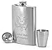 Premium USA Engraved Hip Flask for Men & Women - 304 (18/8) Stainless Steel 8 oz Flasks for Liquor Gift Set with Bonus Funnel & Shot Glasses & Groomsmen gift box by Karon