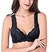 Intimate Portal Women Danielle Wire Free Pocketed Bra Wireless Comfort with Pockets Black 36C