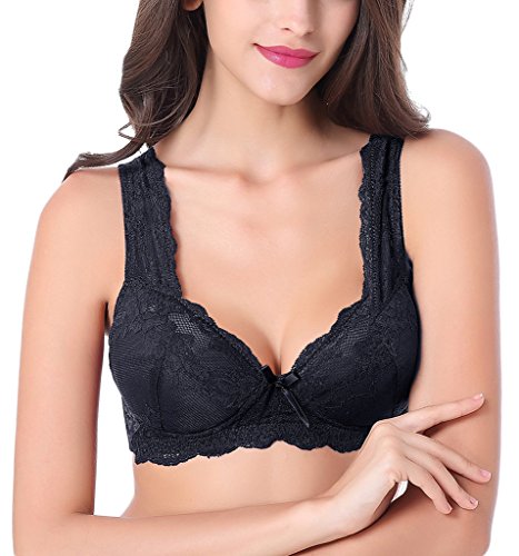 Intimate Portal Women Danielle Wire Free Pocketed Bra Wireless Comfort with Pockets Black 36C