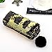 TOLTOL Pencil Bag,Pencil Pouch Sequin Zipper Pencil Bag Sequin Pencil Case Gold&Black