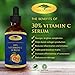 (2 oz) 30% Vitamin C Serum with Hyaluronic Acid - Stimulates Collagen for Anti-Aging, Repairs Dark Circles Around Eyes and Sun Damage for Skin, Face and Neck, Fades Age Spots and Wrinkles