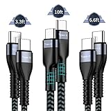 USB C to C Cable, AOJI[10ft+6.6ft+3.3ft] 3A Type C Double Ended Fast Charging Cord,Nylon Braided Power Charger for Samsung Galaxy Note 10 S11 11 Plus,Google Pixel 4 2 3 XL,Nintendo Switch,iPad Pro2018