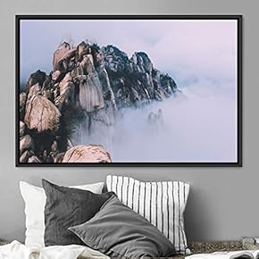 signwin Framed Canvas Wall Art Foggy Mountains Aerial...