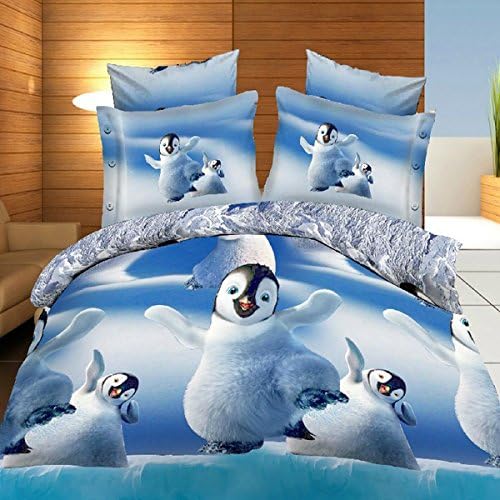 RoseBlue byRisa 4pcs 3D Cute Penguins Reactive Dyeing Thicken Bedding Sets Polyester Fiber Queen King Size Duvet Cover