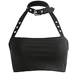 SmartRICH Cotton Halloween Punk Choker Halter Top