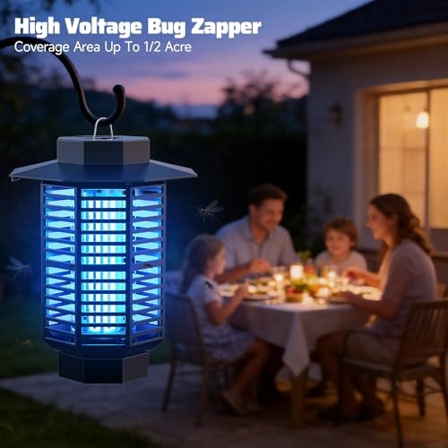 Lampe Anti-Moustique Électrique 4200V 18W UV, Tue-Mouches Électrique et Piège à Mouches, Silencieuse et Étanche IPX4, Appareil Anti-Moustique pour Intérieur et Extérieur, Maison, Jardin, Terrasse