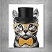 Gold Foil Art Print - Mr. Catsanova Nerdy Gentleman Cat with Gold Foil Bow and Glasses 8x10 inches
