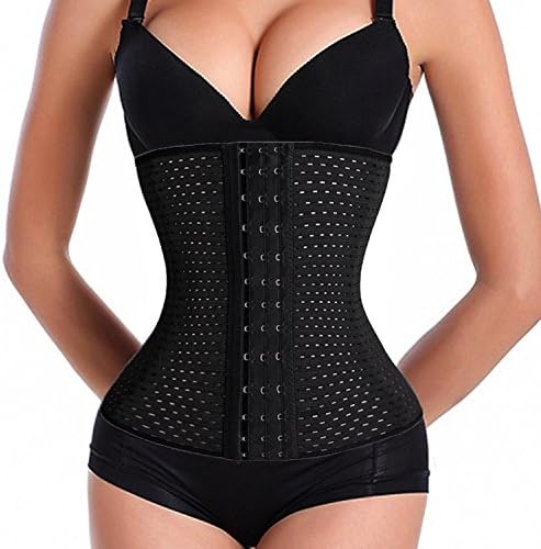 TGQ Women Body Waspie Weight Loss Waist Training Cincher Shaper Trainer Corset (X-Large, Steel Boned Black)