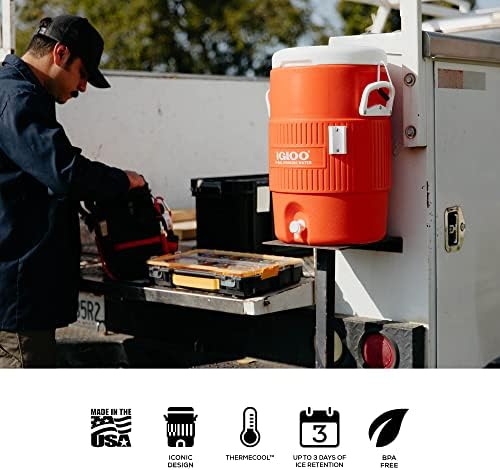 bidon de boisson 5 gallons, bidon d'eau isolé avec robinet, environ 18,9 L, récipient à boisson, distributeur de boisson pour le camping, le sport et les loisirs