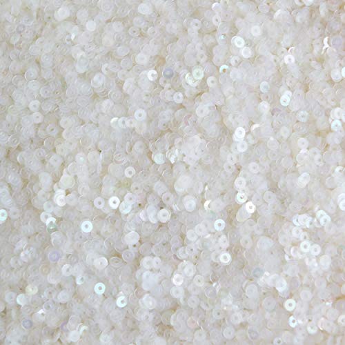 3mm Sequins Flat Round Crystal White Semi Frost Rainbow. Made in USA