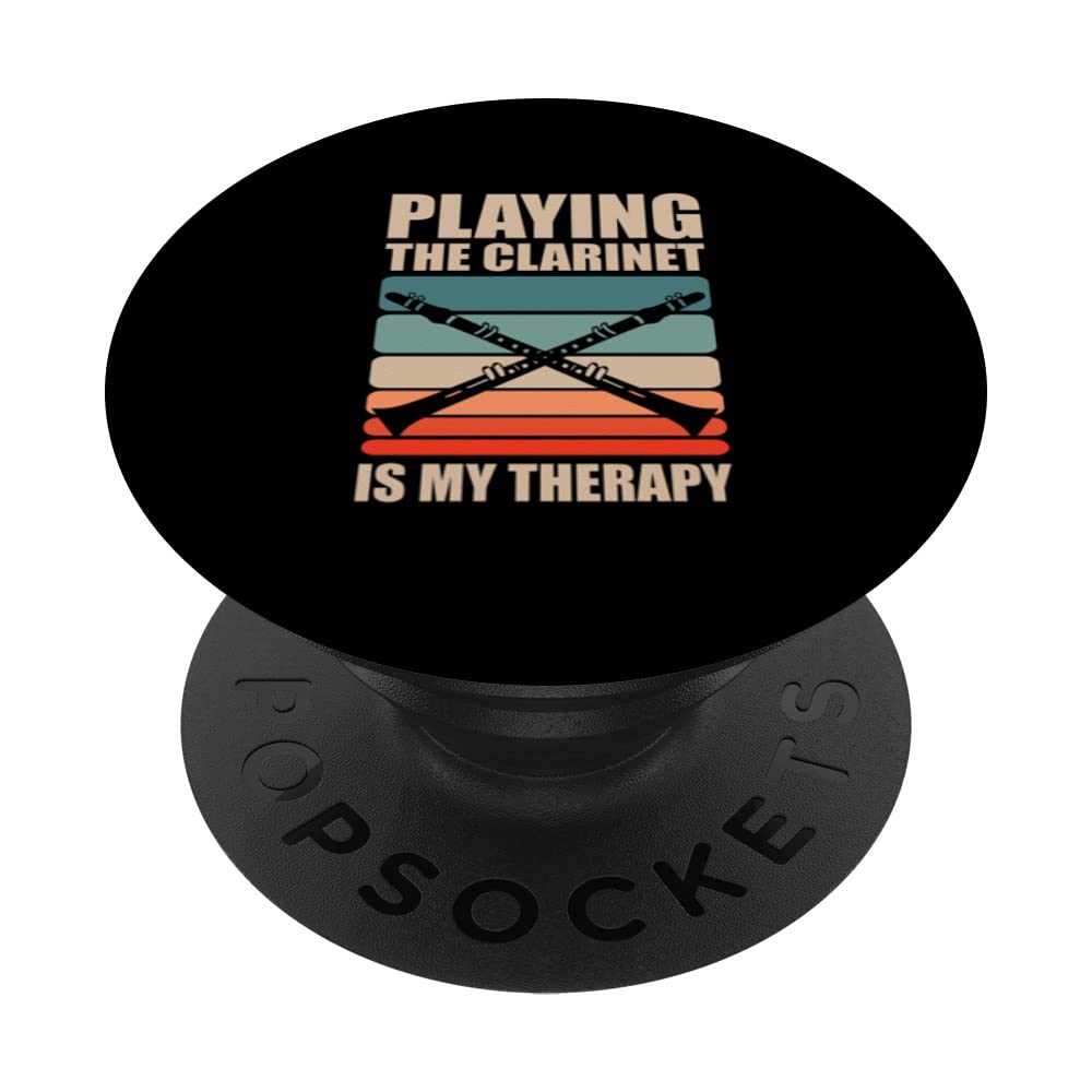 Playing The Clarinet Is My Therapy Musician Music Instrument PopSockets Swappable PopGrip