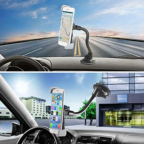 Universal Air Vent Car Mount Phone Holder for GPS with Suction Pad, Rotatable Cup Holder, Adjustable & Diagonal Clamp, Compatible with iPhone Xs Max R X 8 Plus 7 Plus 6S Samsung Galaxy S9 S8