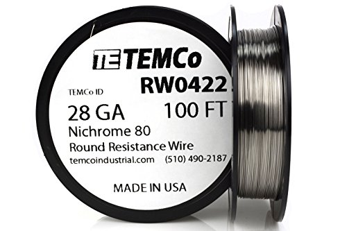 Click Here to See More Images TEMCo Nichrome 80 series wire 28 Gauge 100 FT Resistance AWG ga