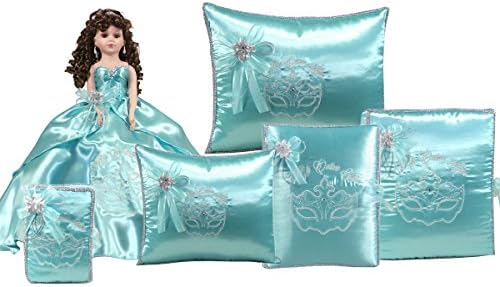 Quinceanera Complete Doll Photo Album Guest Book Kneeling Tiara Pillow Bible Q1048 (Basic set + English Bible)