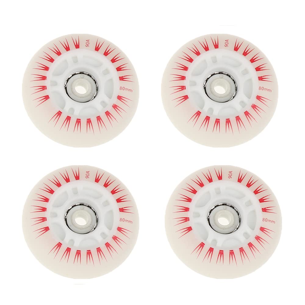 CENPEK 4 pieces Inline Roller Skate Wheels with Led, Durable Luminous Bright Wheels for Sliding, 80mm, Red