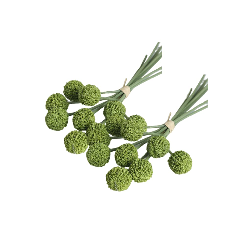 Photo 1 of Rikyo 18 Stems Fake Flowers Billy Balls,10“ Artificial Billy Button Flower Bouquet,Permanent Flower Craspedia for DIY Crafts Wreath,Table Wedding Party Centerpieces Decor,Holiday Store (Green)