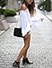 Relipop Women's Backless Off Shoulder Tops Long Sleeve Shirt Strapless Blouses (Small, White)