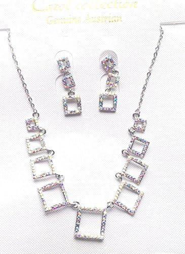 Sterling Silver Plated Sparkling Multicolor Crystals Medium Chain Necklace