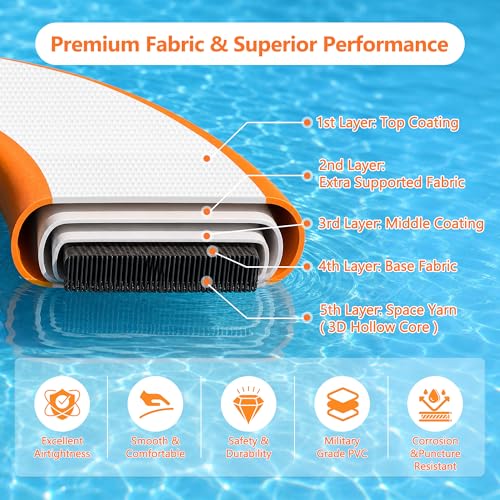 Inflatable Floating Dock Air Platform Multi-Person Swim Water Mat with Rope Ladder, None-Slip Surface for Pool Lake Beach