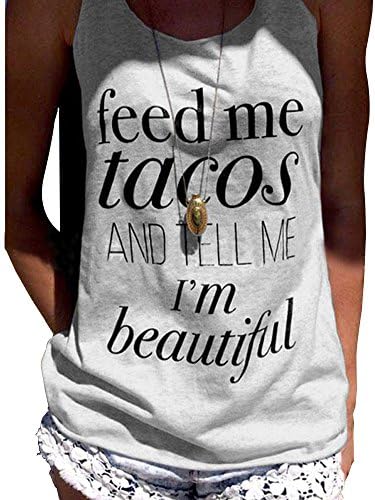 Yuandy Women Fashion Letter Print Sleeveless Tank Crop Tops Vest,Gray,Large