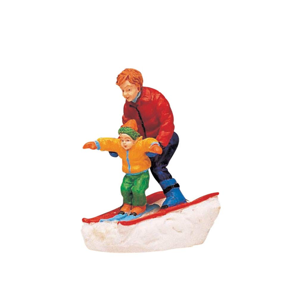 LEMAX Father and Son skiing "Father & Fils Skiant" in polyresin H5.5 x 3.2 x 5 cm