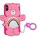 Artbling Case for iPhone X XS 10,Silicone 3D Cartoon Animal Cover,Kids Girls Cute Cases,Kawaii Soft Gel Rubber Unique Fun Cool Character Protective Protector+Finger Ring for iPhoneX/XS (Rainbow Bear)