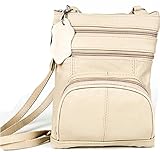 Roma Leathers Genuine Leather Multi-Pocket Crossbody Purse Bag