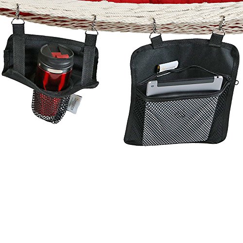 Sunnydaze Hanging Drink Holder and Tablet Device Holder, Outdoor Rope Hammock Accessory
