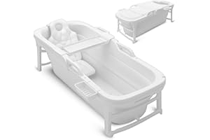 Serenelife 59" Portable Bathtub for Adults – Large Foldable Ice Bath Tub for Cold Plunge & Hot Spa, Freestanding Soaking Tub 