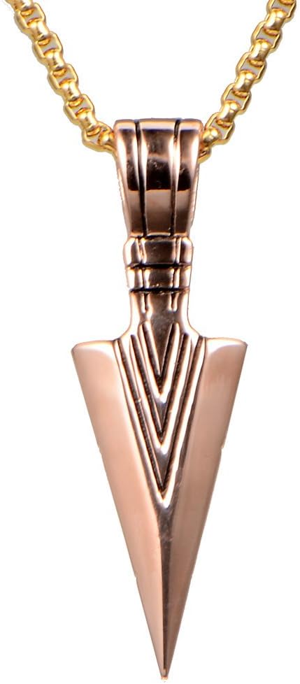PAURO Mens Stainless Steel Jewellery Spear Point Arrowhead Pendant Necklace Gold/Silver