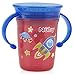 Nuby 4 Piece 360 Printed Twin Handle Wonder Cup, Red/Blue/Green