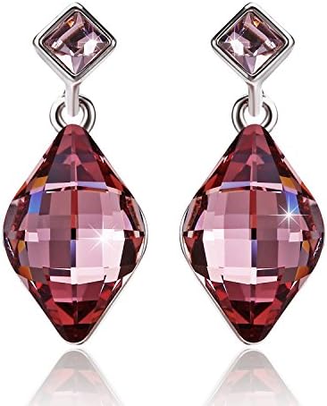 LE PAPILLION Drop Stud Earrings for Women, Made with Austrian Crystals, Crystal Red Magma