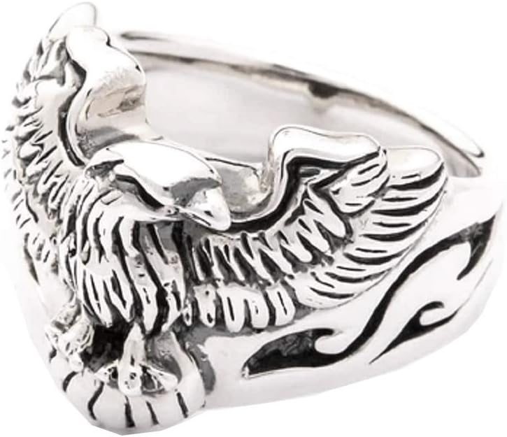 Anello Uomo Testa D'Aquila Vichinga, Amuleto Totem Aquila Bianca Americana, Gioiello Punk In Lega, Regalo Per Uomo