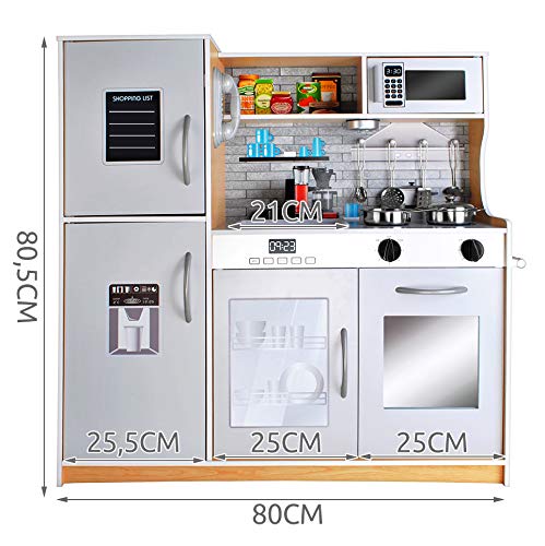 KRUZZEL Kinderküche aus Holz Zubehör Kochgeschirr mit Licht 9150, Farbe:Hellbraun – Bild 3