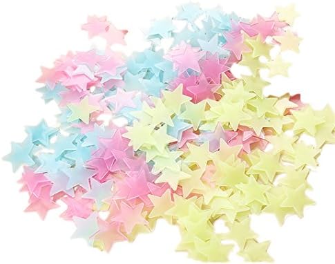 300 Pcs Multicolor Home Wall Glow in the Dark Star Stickers Decal Baby Kids Room Wall Decor (Yellow+Blue+Multicolor)