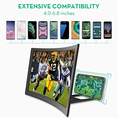 Screen-Magnifier-for-Cell-PhoneCurve-Screen-Magnifier-Phone-Accessories-with-Foldable-Phone-Stand-12-HD-Mobile-Phone-Projector-for-Movies-and-Videos-Phone-Accessories-Gadgets-Tech-Gifts-for-Men