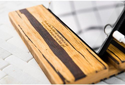 Tablet iPad Phone Stand Men Personalized Dock Charging Station Wood Gift for Her Him Wedding Groomsman Quote Two Double Slot Tiger Stripe